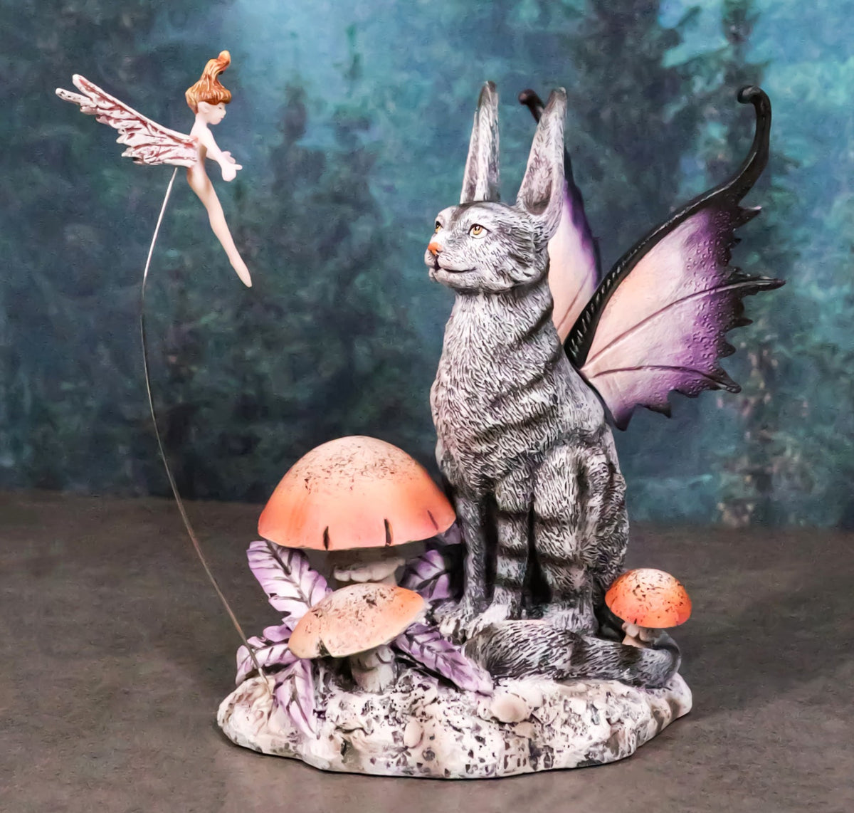Whimsical Amy Brown Curious Encounter Fairy Tabby Cat With Pixie Fae Figurine