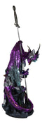 Purple Elite Knight Armored Dragon With Bronze Sword Letter Opener Figurine