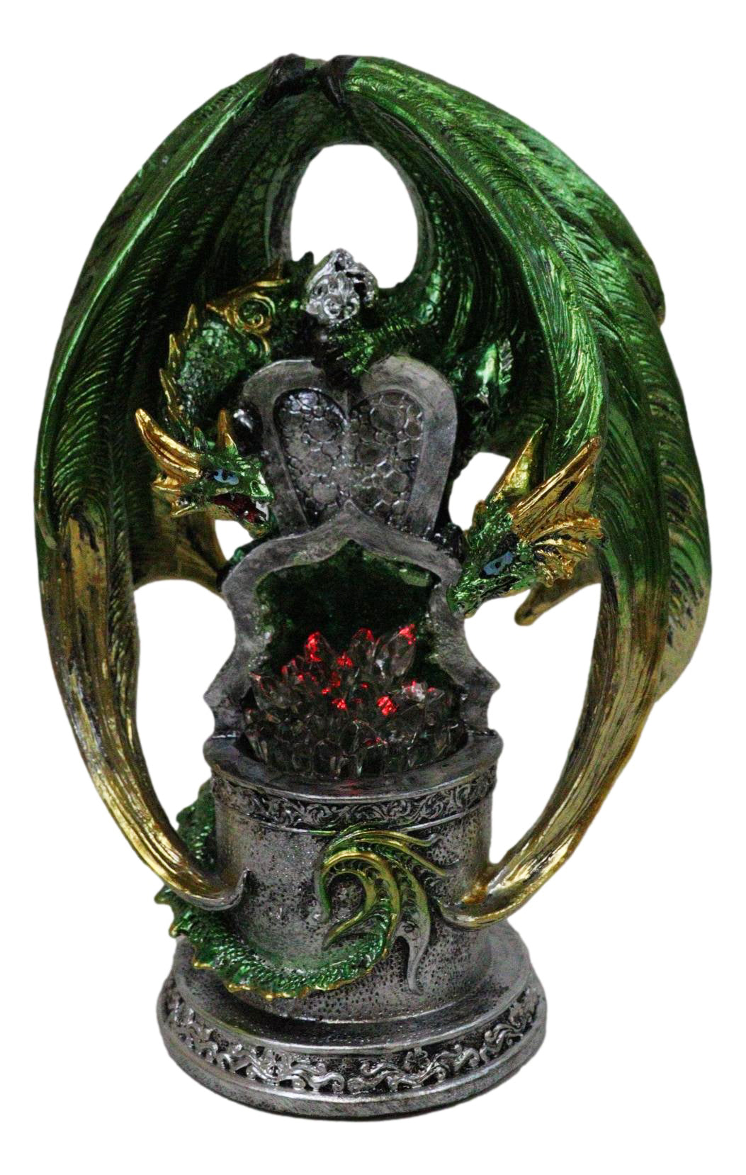 Ebros Green Dragon Treasure Tomb LED Color Changing Crystal Figurine 8.25"H