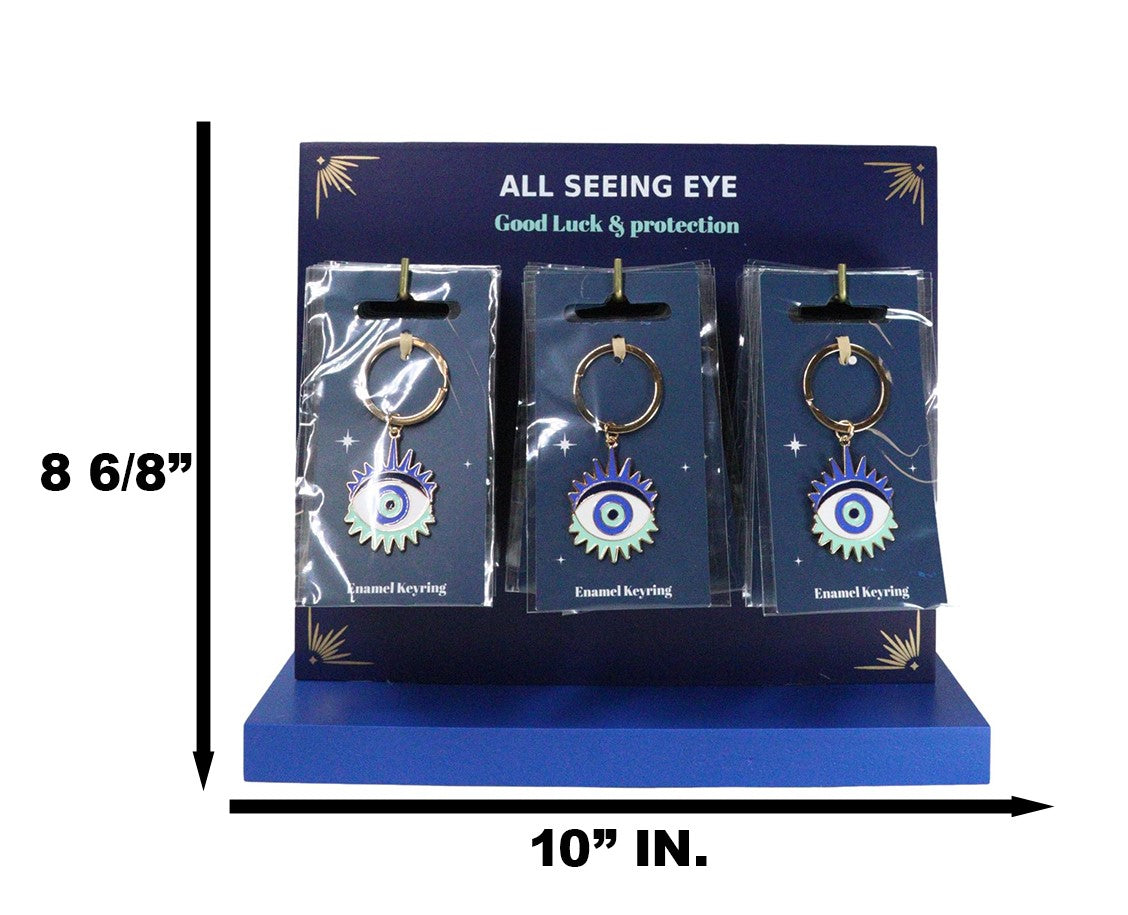 24 Wiccan All Seeing Eye Of Protection Keychain Charms With Display Stand Set
