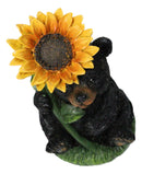 Backwoods Buddies Black Bear with Sunflower Figurine Rustic Woodland Accent