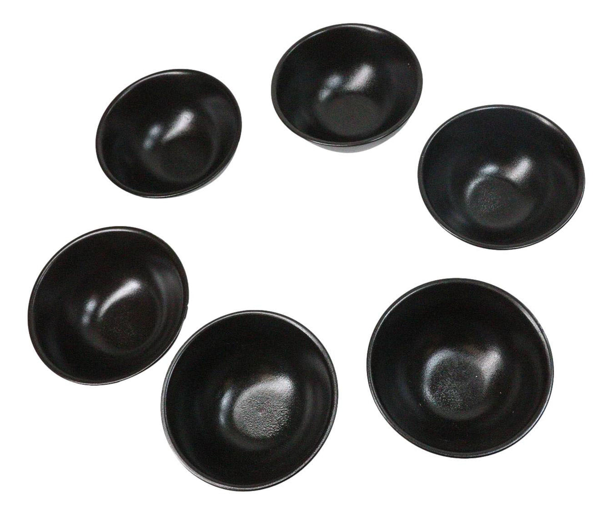 Pack Of 6 Black Kokuyo Minimalist Ceramic Small Rice Soup Appetizer Bowls 10oz