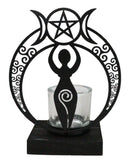 Wicca Danu Spiral Goddess Triple Moon Metal Votive Tea Light Candle Holder