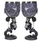 Set Of 2 Gothic Death's Desire Silver Scrollwork Victorian Skull Wine Goblets