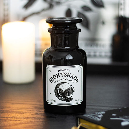 Ebros Wicca Mystic Raven Deadly Nightshade Scented Apothecary Jar Candle 8 Oz