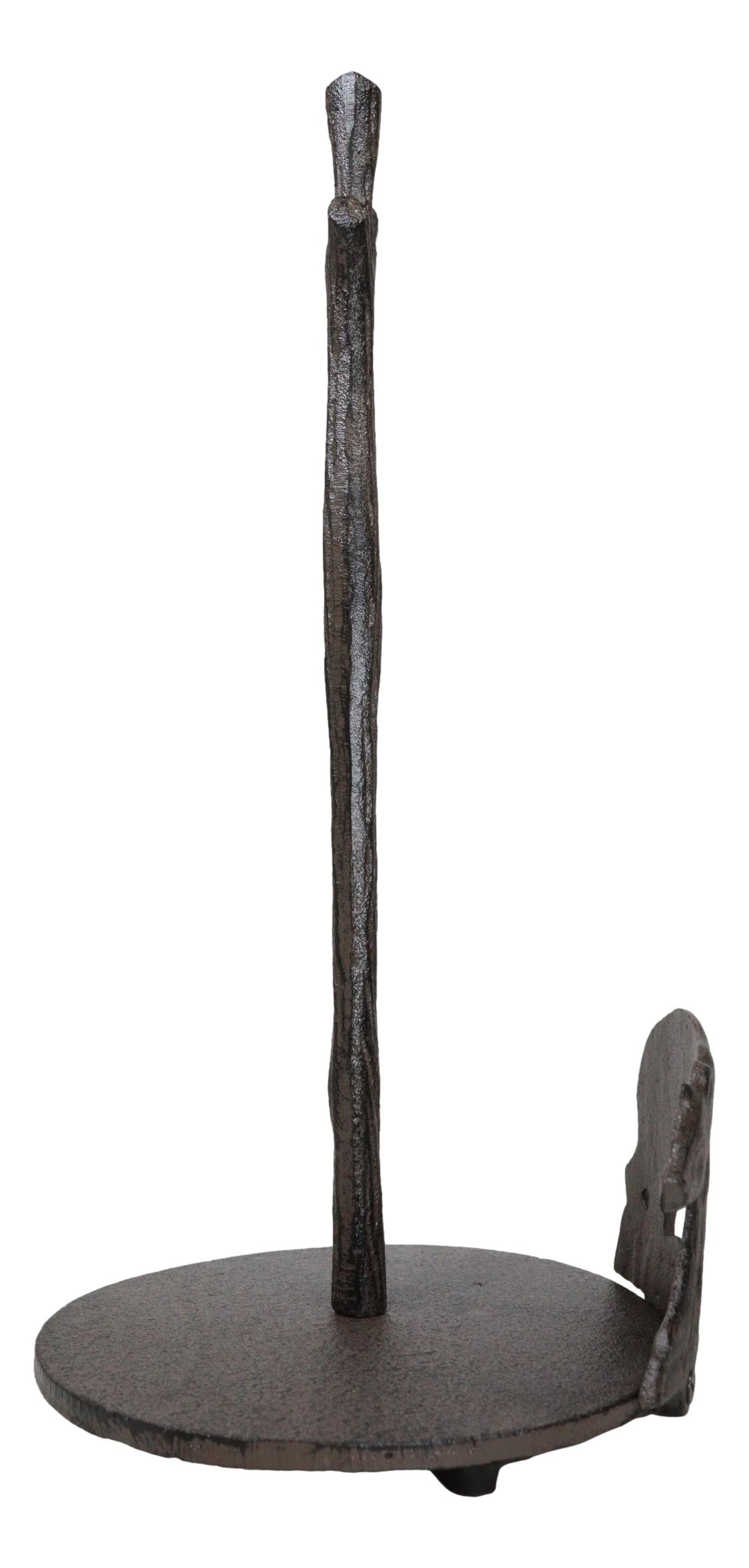 Rustic Cast Iron Western Forest Black Bear Strolling Paper Towel Holder Stand - Ebros Gift