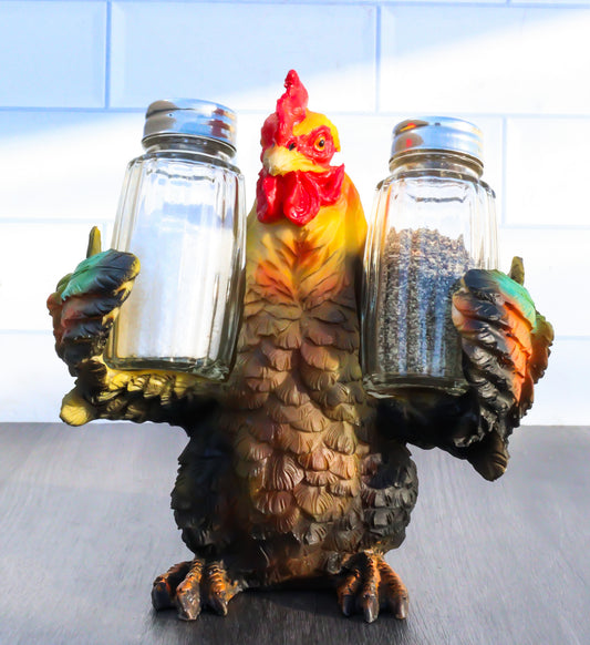 Ebros Country Farm Mother Hen Hugging Glass Salt Pepper Shakers Holder 6" Tall - Ebros Gift
