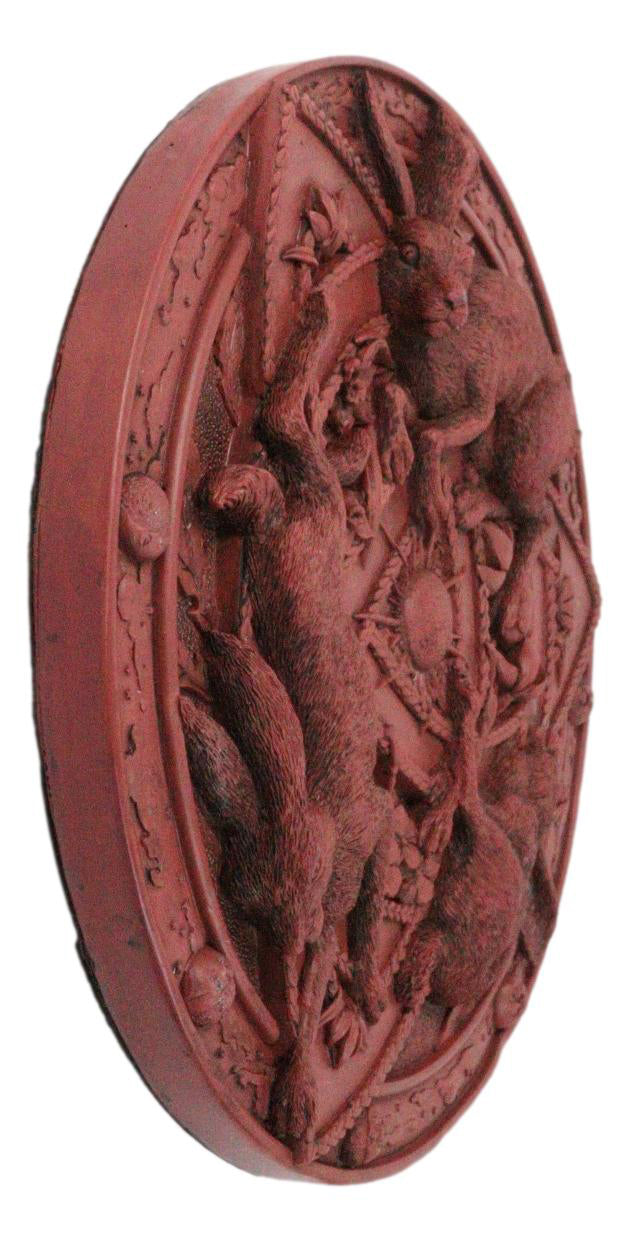 Wicca Sabbats Celtic Trinity Hares Wall Plaque Decor Faux Wooden Finish