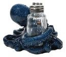 Blue Spotted Nautical Marine Cephalopod Octopus Salt Pepper Shakers Holder Set