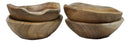 Pack Of 4 Hand Carved Rustic Live Edge Teak Wood Serveware Small Bowls 8"D