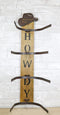 Rustic Western Howdy 4 Slot Cowboy Cowgirl Hats Wall Rack Hanger Organizer