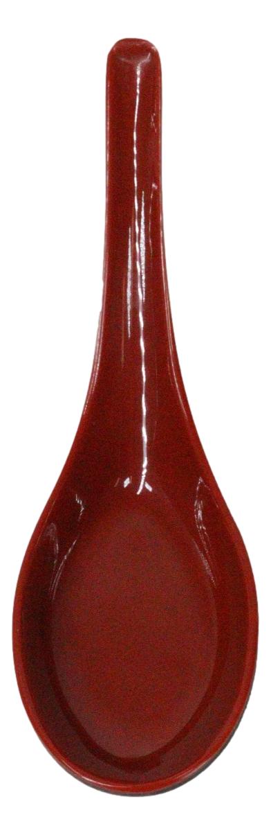 Contemporary High Gloss Red Black Melamine Asian Soup Spoons Pack Of 12 Set