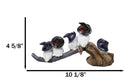 Halloween 5 Snow Owls and Owlets with Witch Hats Perching On Broomstick Figurine