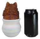 Pet Pomeranian Pom Pom Teacup Puppy Dog Figurine With Glass Eyes Pup In Pot