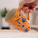 Orange Flowers Nature 15oz Porcelain Tea Mug With Lid & Stainless Steel Infuser