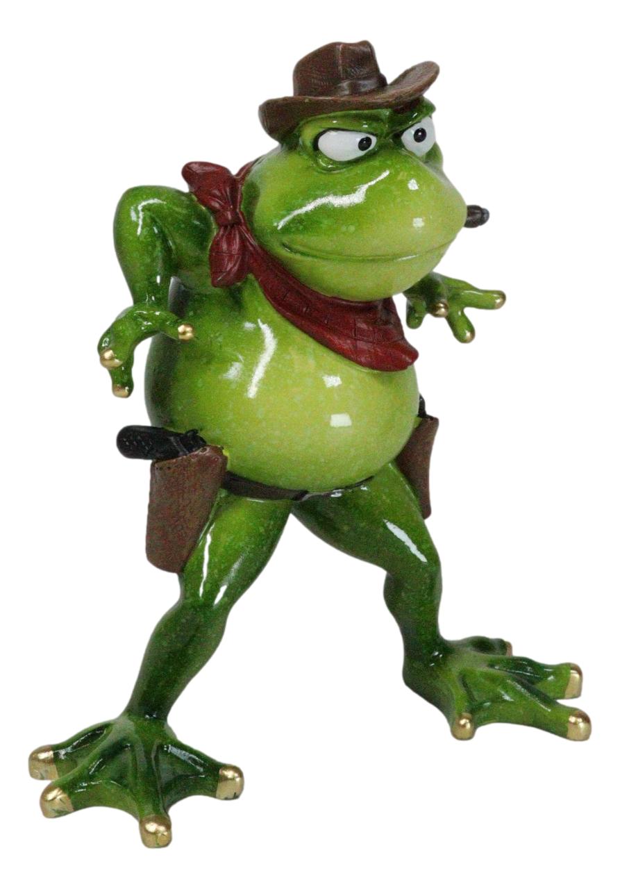 Wild West Cowboy Toad Frog In Standoff With Hat Cigar And 2 Pistols Figurine - Ebros Gift