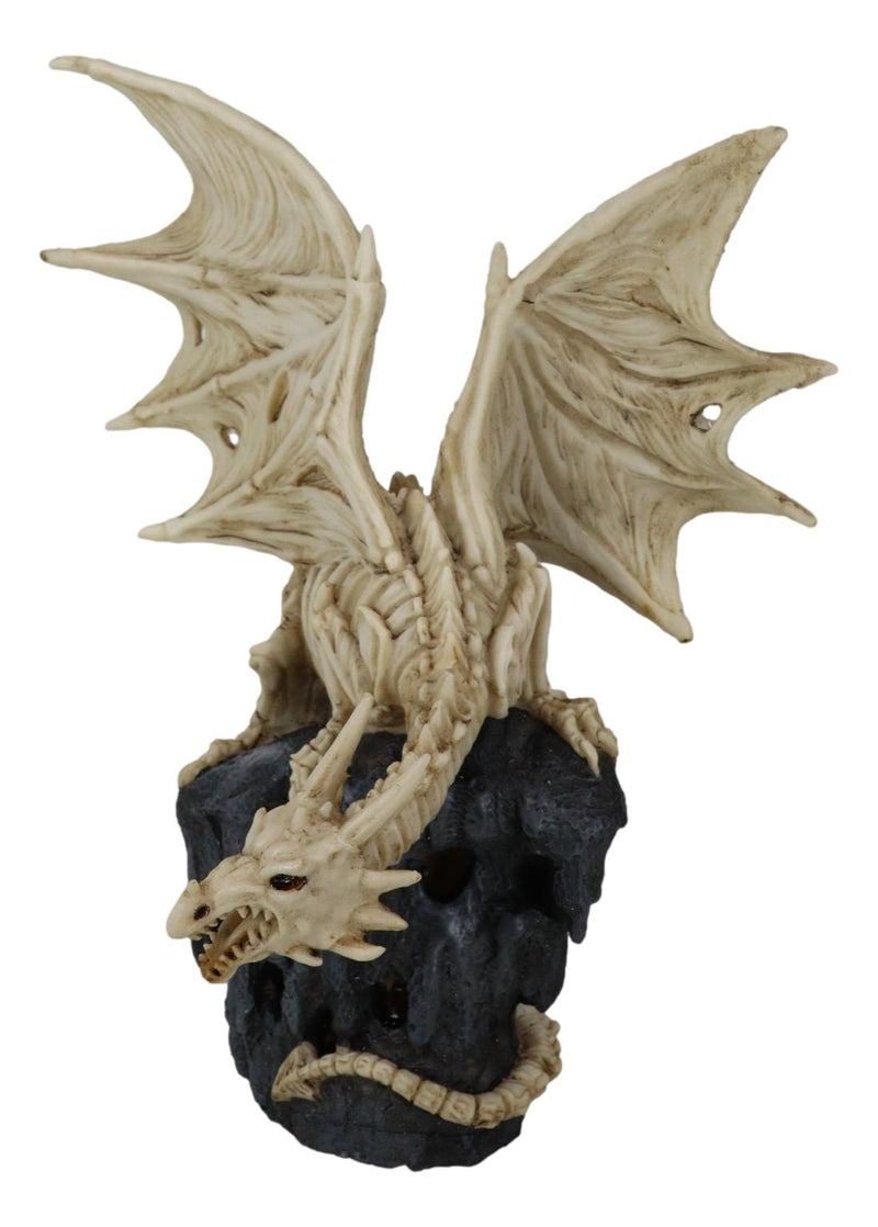 Gothic Exo Skeleton Dragon On Rock Cavern With Colorful LED Light Figurine