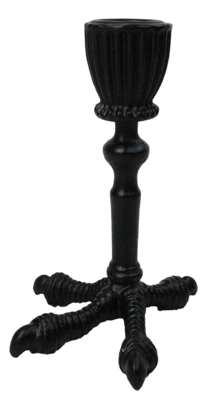 Ebros Mystic Raven Claw Taper Candle Holder Gothic Black Resin Candlestick