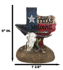 Western Welcome State Of Texas Map With Horseshoe And Longhorn Skull Figurine