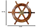 Nautical Marine Vintage Hardwood Wood & Brass Ship Steering Helm Boat Wheel 18"D