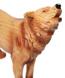Wildlife Howling Wolf Figurine – Faux Wood Finish Wolf Sculpture with Carved Look