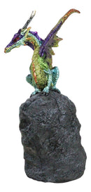 Green Purple and Gold Earth Dragon On LED Faux Geode Crystals Rock Figurine