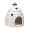 White Whimsical Bumblebee Beehive Ceramic Essential Oil Warmer Candle Holder