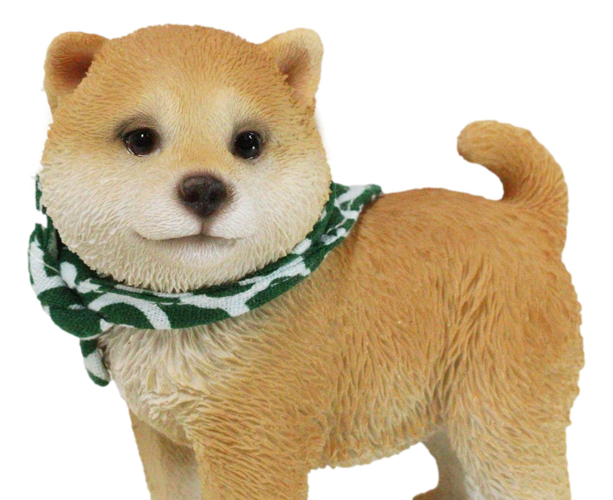 Miniature Lifelike Adorable Japanese Shiba Inu Puppy Dog with Scarf Figurine