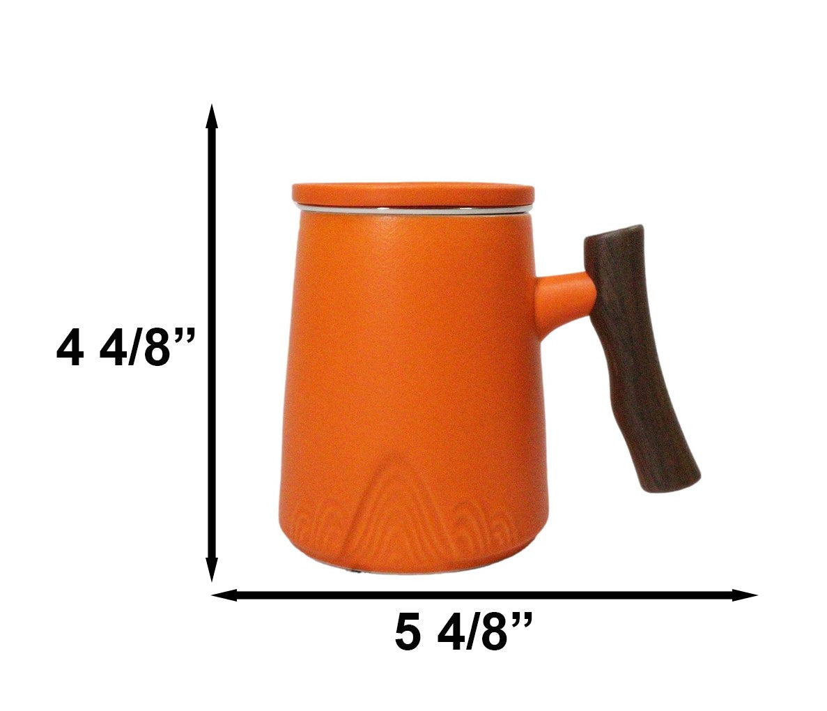 Orange 15 Oz Chic Porcelain Tea Mug with Wooden Handle, Lid and Infuser