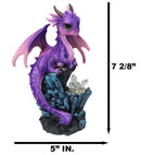 Whimsical Adorable Purple Dragon Perching On LED Crystal Cave Rocks Figurine