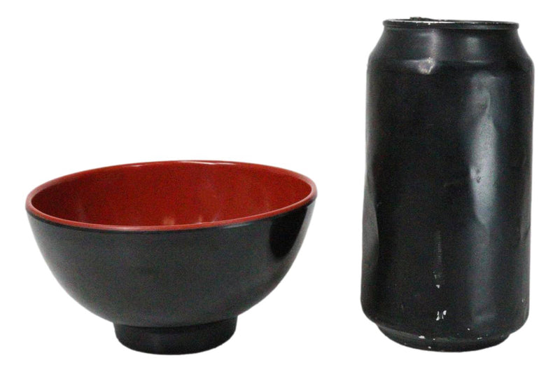 Set Of 6 Red And Black Round Appetizer Soup Salad Rice Melamine Bowls 4.5"D