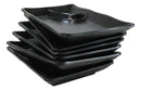 Pack Of 6 Ridged Matte Black Melamine 2 Partitions Rectangular Sushi Plates