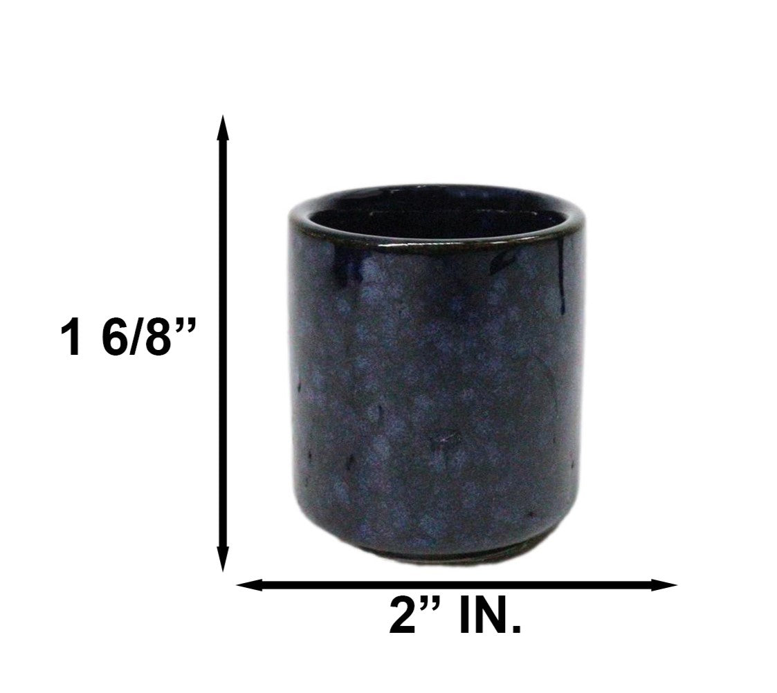 Set of 6 Speckled Indigo Blue Porcelain 1.25oz Ochoko Yuzu Sake Cups