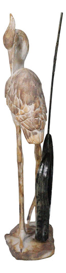 Nautical Marine Majestic Heron by Reed Distressed Faux Wood Finish Sculpture 19"
