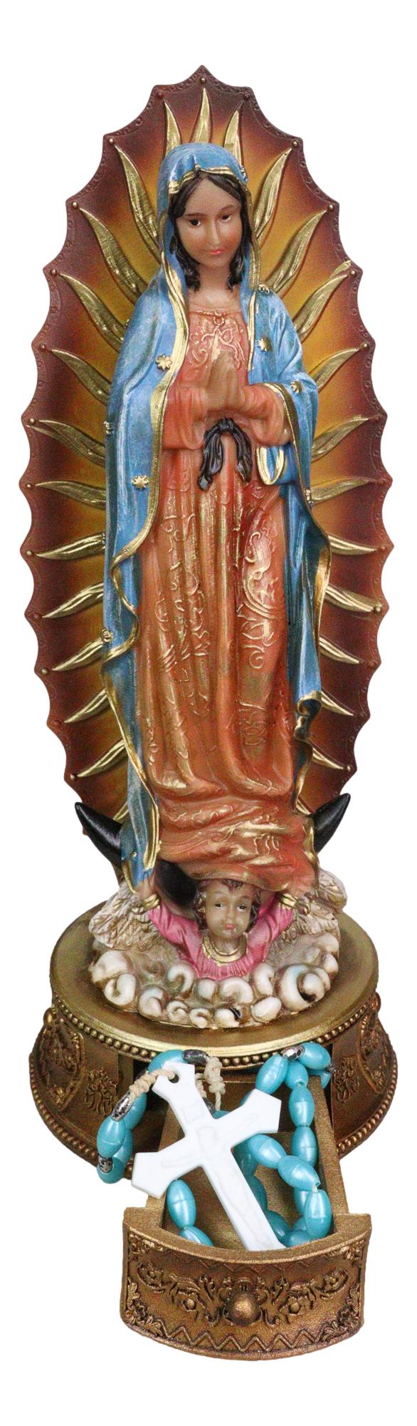 Blessed Virgin Mary Our Lady of Guadalupe with Rosary Drawer Box Figurine 9"H - Ebros Gift