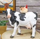 Western Country Rustic Farmhouse Holstein Cow With Hen Chicken Figurine