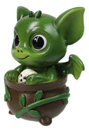 Green Ivy Drake Potion Pals Small Baby Dragon Imp Sitting in Cauldron Figurine