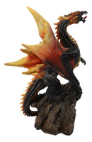 Vulcan Rock Dragon with Fire Wings and Spikes On Volcano Stone Mountain Figurine