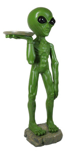 Bizarre Green ET Roswell UFO Alien Butler at Your Service Dish Stand Statue 25"H