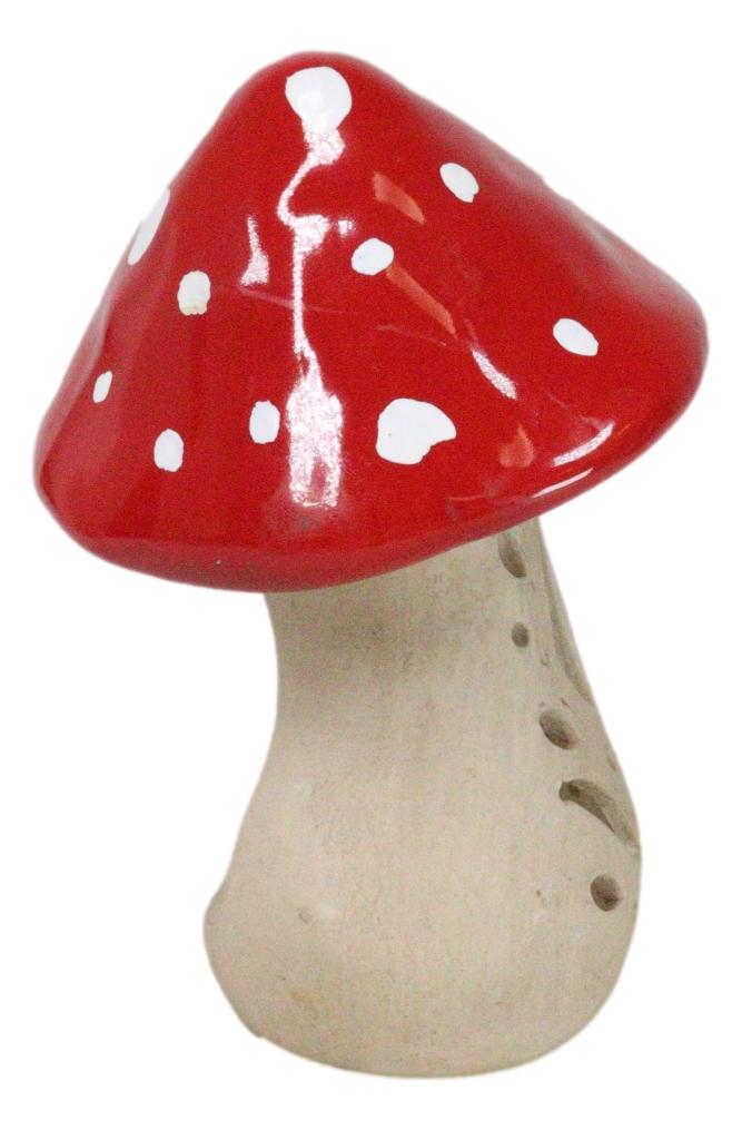 Whimsical Cottage Magic Red Toadstool Mushroom Ceramic Votive Candle Holder