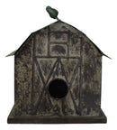 Rustic Western Vintage Bird Atop A Cozy Farm Barn House Shed Metal Birdhouse