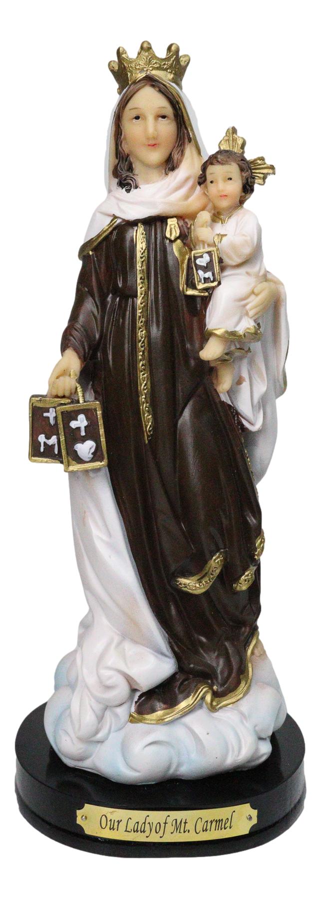 Our Lady of Mount Carmel Virgin Mary Carrying Child Jesus Figurine with Base