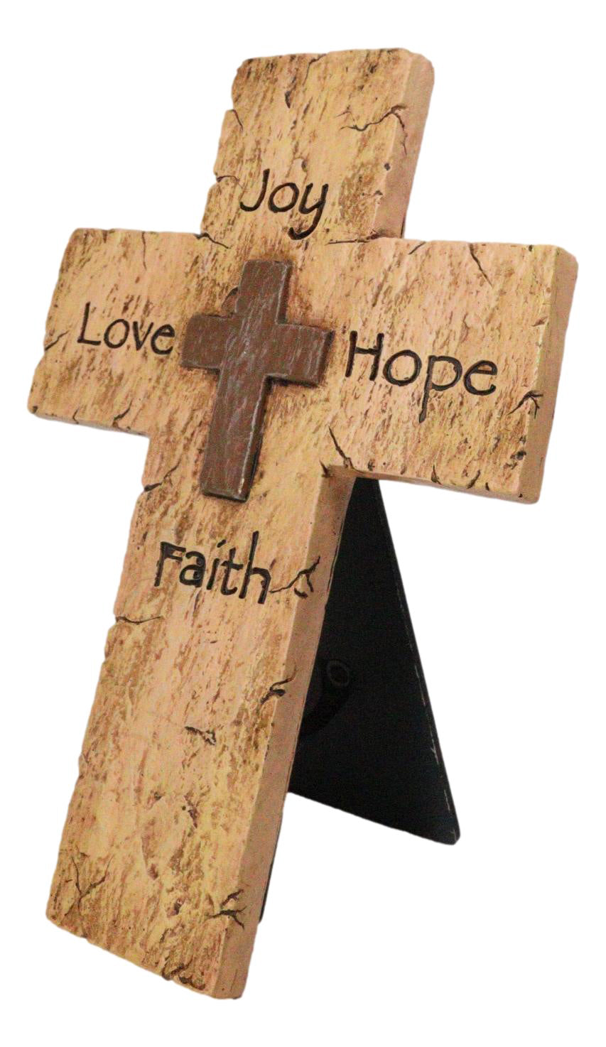 Rustic Inspirational Tuscany Vintage Love Joy Hope Faith Layered Wall Cross