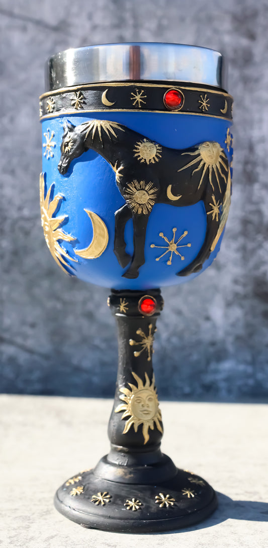 Trail Of Painted Ponies Sky Of Enchantment Celestials Sun Moon Horse Wine Goblet