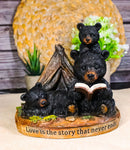 Bedtime Story Bear Family Camping Figurine Black Bears by Tent Forest Scene