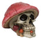 Red Macabre Toadstool Mushroom Cap Skull With Mini Fungi Figurine 5" L