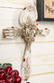 Rustic Vintage Faux Distressed Wood Spoon And Fork Tooled Flowers Wall Cross
