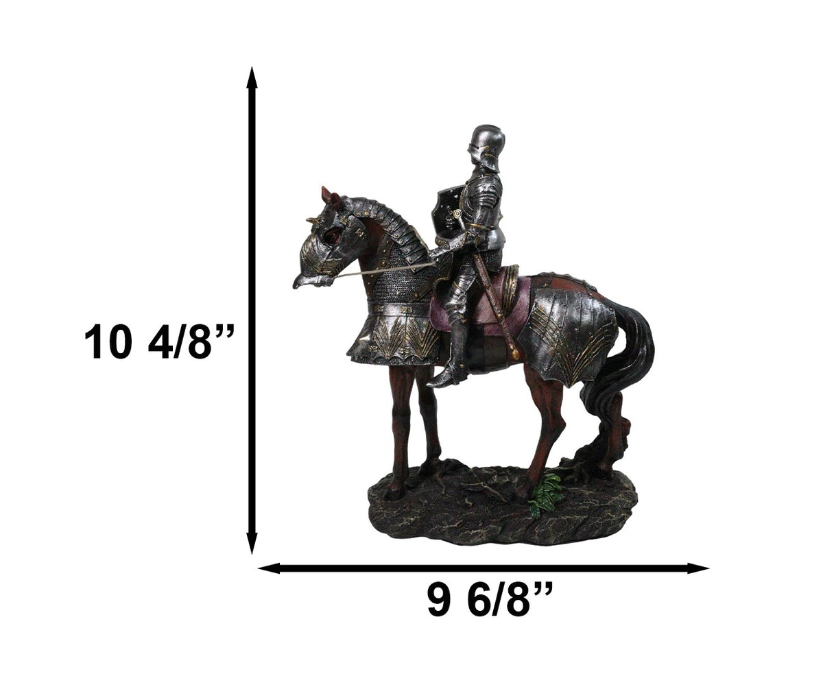 Ebros Gift Crusader Dark Knight on Armored Horse Medieval Cavalry Figurine