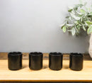 Set of 4 Kokuyo Black Minimalist Porcelain 1.25oz Ochoko Yuzu Sake Cups