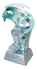 Winter White Dragon On Frozen Ice Cliff With LED Light Crystals Decor Figurine